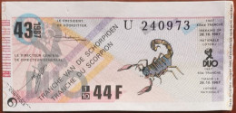 Billet De Loterie Nationale Belgique 1987 43e Tranche Du Scorpion - 28-10-1987 - Billetes De Lotería