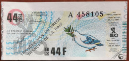 Billet De Loterie Nationale Belgique 1987 44e Tranche De La Paix - 4-11-1987 - Billetes De Lotería