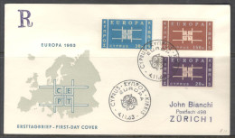 Cyprus. FDC Sc. 229-231.   Europa CEPT Issue 1963.  FDC Cancellation On FDC Envelope - Briefe U. Dokumente