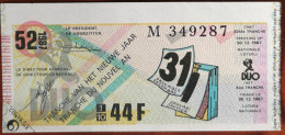 Billet De Loterie Nationale Belgique 1987 52e Tranche Du Nouvel An - 30-12-1987 - Billetes De Lotería