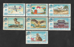 EL)1983 MONGOLIA, ANTONOV AN - 24 B, YURT, FAUNA DEER, MOUFLON, IMPERIAL EAGLE, KHAN MUSEUM OF ULAN BATOR, MONUMENT TO S - Mongolie