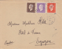 Lettre Obl L'île St Denis Le 3/4/45 Sur 50c, 1F, 2F Dulac = 3F50 (tarif Du 1/3/45) Pour Eguzon - 1944-45 Marianne Of Dulac