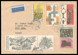Czechoslovakia. Stamps Sc. 1642+1646+1648+1649 On Letter, Sent From Praha On 6.10.69 To Israel. Par Avion Label. - Briefe U. Dokumente