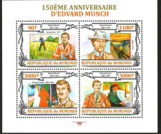 Burundi 2013 Norwegian Expressionist Painter Edward Monk's 150th Birthday Painting,MS MNH - Nuevos