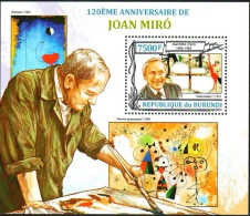 Burundi 2013 Painting By Surrealist Painter Juan Miro On The 120th Anniversary Of His Birth,MS MNH - Nuevos