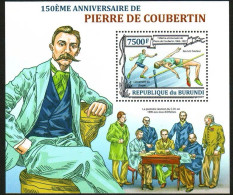 Burundi 2013 The 150th Anniversary Of The Birth Of Pierre De Coubertin, The Initiator Of The Olympic Movement, In The Hi - Neufs