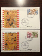 MONACO FDC’s 1985 YEAR CROIX ROUGE RED CROSS HEALTH MEDICINE - Storia Postale