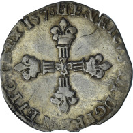 France, Henri III, 1/4 Ecu Croix De Face, 1578, Rennes, Argent, TB+, Gadoury:494 - 1574-1589 Heinrich III.