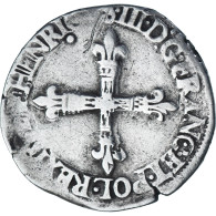 France, Henri III, 1/4 Ecu Croix De Face, 158[?], Nantes, Argent, TB+ - 1574-1589 Henri III