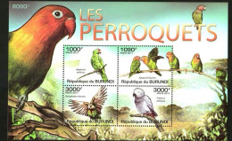 Burundi 2011 Bird Parrot Lovers Parrot Love Bird Grey Parrot,MS MNH - Nuevos