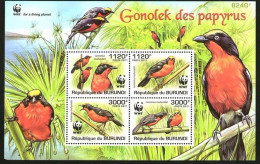 Burundi 2011 WWF Endangered Bird Black Shrike Mu,MS MNH - Unused Stamps