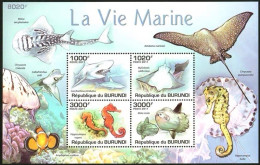 Burundi 2011 Marine Shark Seahorse Ray Mola,MS MNH - Ungebraucht