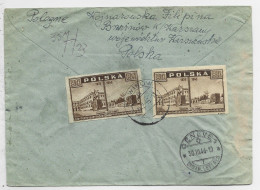 POLAND POLKA 8ZT X2 AU VERSO LETTRE COVER AVION REC BRWINOW 1946 TO HELVETIA - Covers & Documents