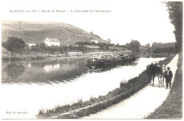 Marne : MAREUIL-sur-AY : Bords De Marne - La Bouteille De Champagne : Animée - Attelage à Cheval - Mareuil-sur-Ay