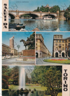 CARTOLINA  TORINO,PIEMONTE-SALUTI DA TORINO-PO E M. CAPPUCCINI-PIAZZA CASTELLO-VIA ROMA-STAZIONE P.NUOVA-VIAGGIATA 1981 - Piazze