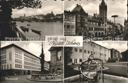 12922418 Basel BS Rheinpanorama Rathaus Messehalle Fischmarkt Brunnen Basel - Sonstige & Ohne Zuordnung