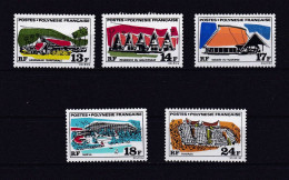 POLYNESIE 1970 TIMBRE N°72/76 NEUF AVEC CHARNIERE  ARCHITECTURES - Unused Stamps