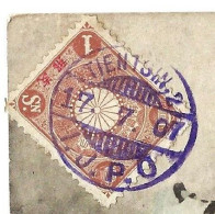 Old Postcard 1907 - DATE STAMP CHINA  TIENTSIN 2 -  I.J.P.O. - Covers & Documents