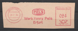 DDE Briefstück Mit Freistempel Erfurt 1954 Rot Werk Henry Pels Erfurt - Franking Machines (EMA)