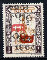 Dubai 1964, Olympic Games 1np Scouts Gymnastics, Opt'd, Black Trebled, Once Inverted & Red Doubled, Once Inverted, 1val - Oddities On Stamps