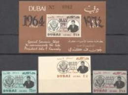 Dubai 1964, Kennedy, 3val +BF IMPERFORATE - Dubai