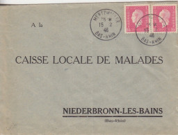 Lettre Pré-imprimée Obl Mertzwiller Le 15/2/46 Sur 1F50 Dulac X 2 = 3F (tarif Du 1/1/46) Pour Niederbronn - 1944-45 Marianne Van Dulac