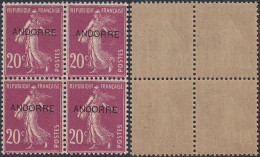 Andorre 1931- Andorre Française - Timbres Neufs. Yv. Nr.: 8. Mi Nr.: 8. Bloc De 4. Très Bien Centré (+30%) (EB) AR-01533 - Unused Stamps