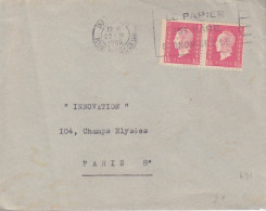 Lettre Obl. Flier Paris XI Le 22 II 46 Sur 1F50 Dulac X 2 = 3F (tarif Du 1/1/46) Pour Paris - 1944-45 Marianne Of Dulac