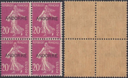 Andorre 1931- Andorre Française - Timbres Neufs. Yv. Nr.: 8. Mi Nr.: 8. Bloc De 4. Avec Curiosité.... (EB) AR-01534 - Unused Stamps