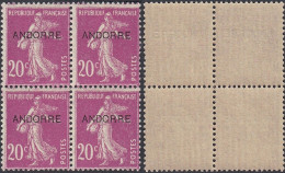 Andorre 1931- Andorre Française - Timbres Neufs. Yv. Nr.: 8. Mi Nr.: 8. Bloc De 4. Lilas Rose.... (EB) AR-01535 - Neufs