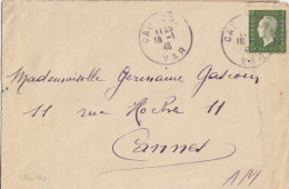 Lettre Obl. Cannes RP Le 18/1/46 Sur 3F Dulac N° 694 (tarif Du 1/1/46) Pour Cannes - 1944-45 Marianne Van Dulac