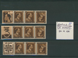 Timbres Publicitaire - PUc96 à 98** (Léopold III) Position / Combinatie A  Complet !  Loterie, Ostende-Dover - Nuovi