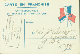 Guerre 14 Carte En Franchise Armées De La République Drapeaux France Angleterre Serbie ? Expéditeur Pasteur Aumônier - Guerra De 1914-18