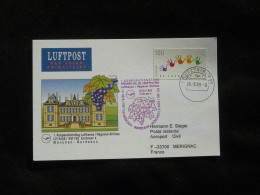 Lettre Premier Vol First Flight Cover Munchen Bordeaux Embraer Lufthansa 1999 - Erst- U. Sonderflugbriefe