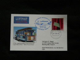 Lettre Premier Vol First Flight Cover Munchen San Francisco Boeing 747 Lufthansa 1999 - Premiers Vols