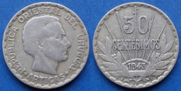 URUGUAY - Silver 50 Centesimos 1943 So KM# 31 Republic - Edelweiss Coins - Uruguay