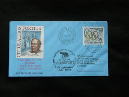 Lettre Premier Vol First Flight Cover Roma Frankfurt Lufthansa Aerogramme Vatican 2000 - Interi Postali