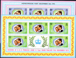 Antigua 1973 Honeymoon Visit Litho Sheetlets Unmounted Mint. - 1960-1981 Autonomia Interna