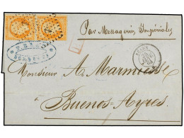 ARGENTINA. 1864. MARSEILLE A BUENOS AIRES. 40 Cts. Naranja (2) Mat. ANCLA Y Fechador Del Paquebot BEARN/* (Salles 1001). - Andere & Zonder Classificatie