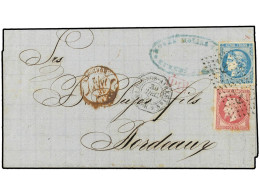 ARGENTINA. 1871 (Dec 30). Cover From BUENOS AIRES To BORDEAUX With Rare Mixed Issue Franking Of 1863-67 80c. Carmine Ros - Other & Unclassified