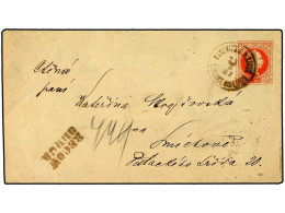AUSTRIA. 1882 [Aug 21]. (BOHEMIA). Registered Usage Of 5kr Red Postal Stationery Envelope To SMICROV Additionally Franke - Other & Unclassified