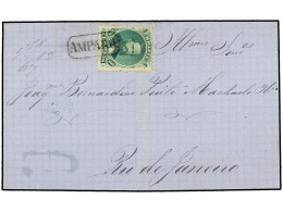 BRASIL. 1867. AMPARO A RÍO DE JANEIRO. 100 Reis Verde. Mat. Lineal AMPARO. MAGNÍFICA. Sc.58. - Sonstige & Ohne Zuordnung