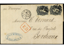 BRASIL. 1875. RIO DE JANEIRO A BURDEOS. 200 R. (2). PRECIOSA. Yv.28. - Sonstige & Ohne Zuordnung