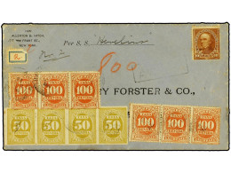 BRASIL. 1894/95. Bureau Issue 10c. Brown Used On Linen Backed Cover To BRAZIL, Taxed On Arrival With Mixed Issue Postage - Other & Unclassified