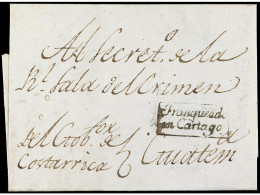 COSTA RICA. (1810 Ca.). Envuelta Circulada A GUATEMALA. Marca FRANQUEADO/EN CARTAGO. MUY RARA. - Autres & Non Classés