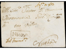 COSTA RICA. 1812 (agosto). Envuelta Circulada A VILLANUEVA. Marca NICOYA. MUY RARA. Ex. Col. MANDOS. - Autres & Non Classés