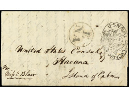 CUBA. 1841. WASHINGTON (Usa) A HABANA. Marca Ovalada Del U.S. NAVAL LYCEUM Y Marca De Entrada E/NA (Empresa, Norteameric - Sonstige & Ohne Zuordnung