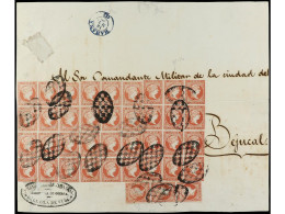 CUBA. (1860 CA.). FRENTE De Plica Judicial Circulada De LA HABANA A BEJÚCAR Con Treinta Y Nueve Sellos De 2 Reales Carmí - Autres & Non Classés