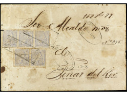 CUBA. 1871. HABANA A PINAR DEL RÍO. Carta Certificada Circulada Con Cinco Sellos Del 50 Cts. Azul, Mat. Barras Paralelas - Altri & Non Classificati