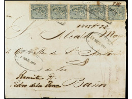 CUBA. 1872. HABANA A SAN ANTONIO DE LOS BAÑOS. Frontal De Carta Certificada Franqueada Con Una Tira De 5 Del 50 Cts. Ver - Autres & Non Classés